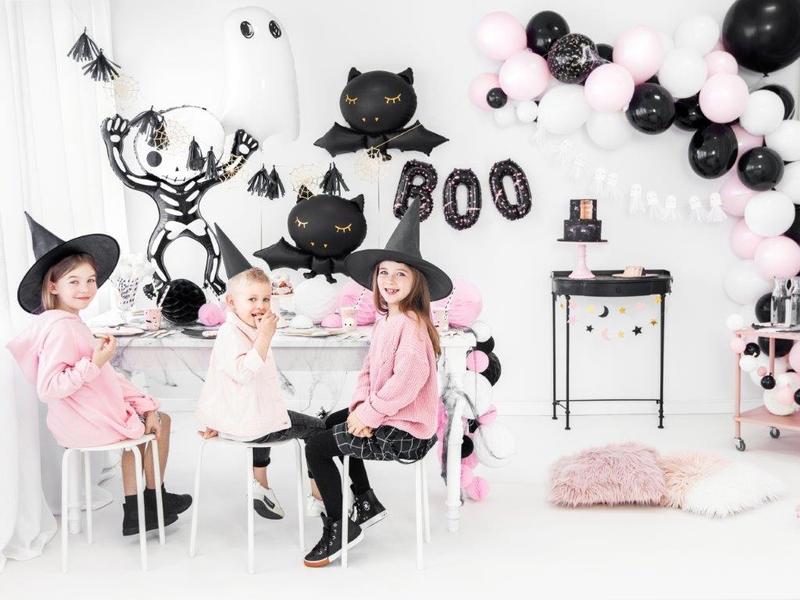 Partydeco Ballons Folienballon Skelett 84 x 100 cm, Schwarz Anschaulicher Folienballon für Halloween Partys
