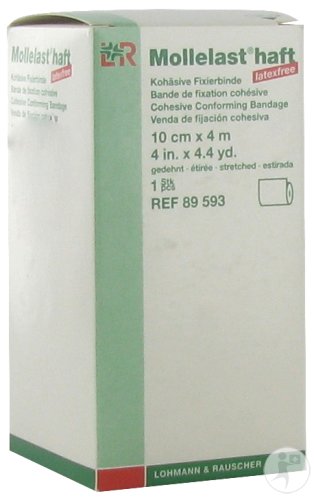 Mollelast Haft Bande De Fixation Bi-Elastique Cohésieve Sans Latex 10cmx4m 1 Pièce (89593)