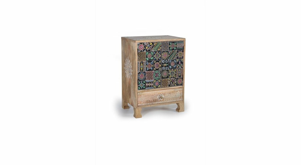 Table de chevet 1 tiroir bois marron 43x30x60cm