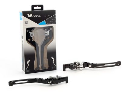 Leviers de frein et d'embrayage Bihr repliables 177mm taillé masse noir/visserie alu avec adaptateurs par paire