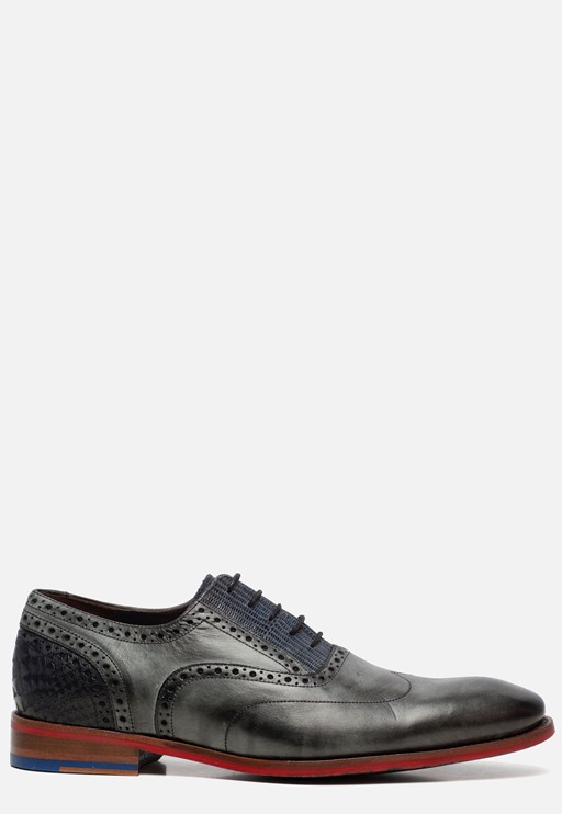 Floris van Bommel Veterschoenen grijs Leer 310336