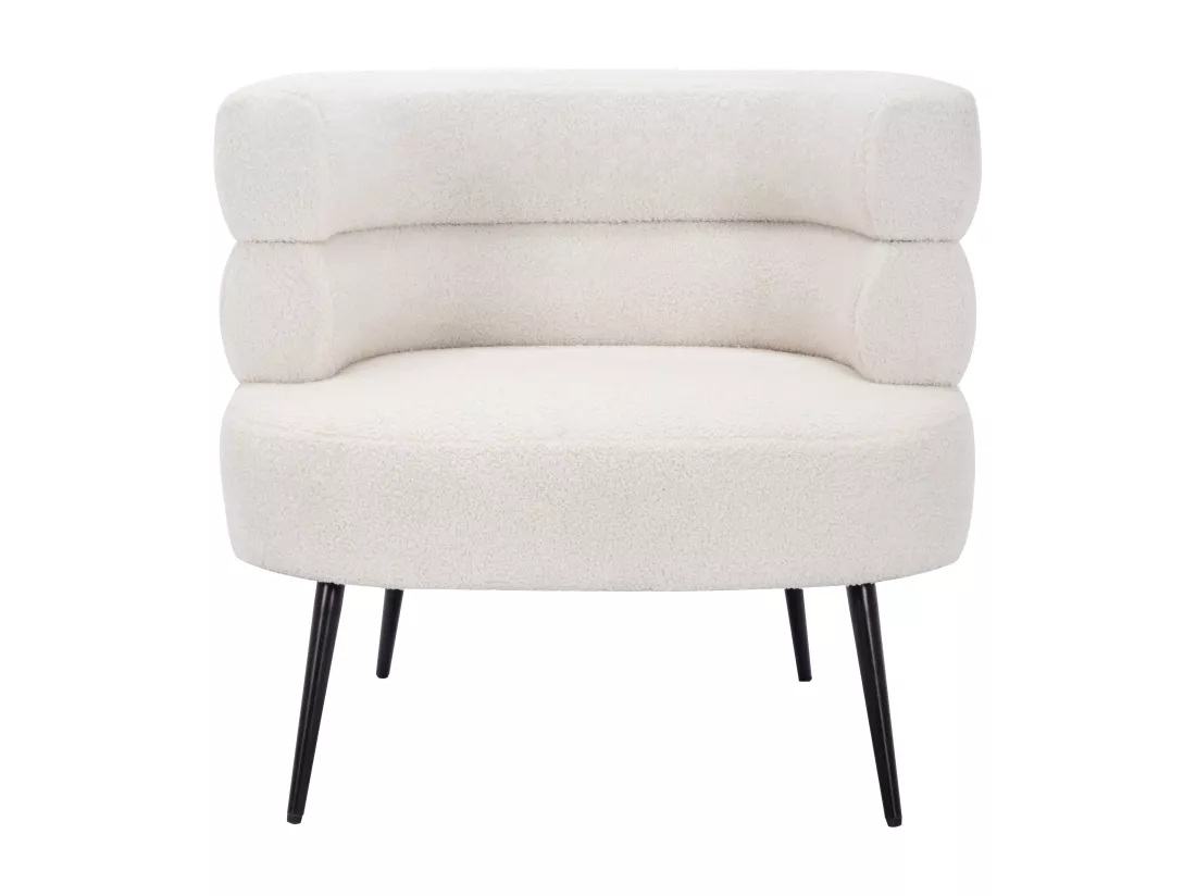 Fauteuil en tissu bouclette blanc CAMEDO