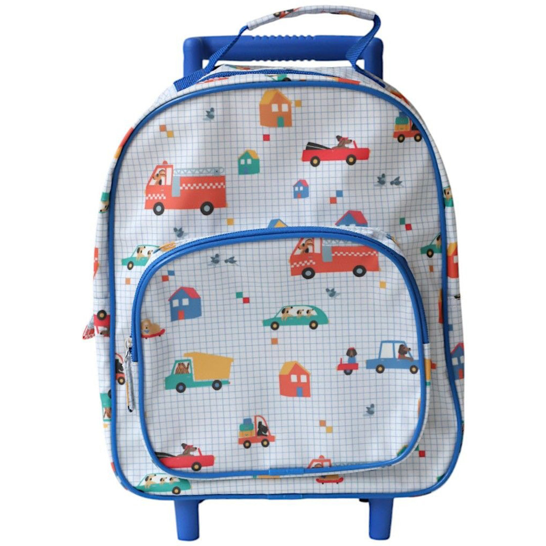 le petit souk schooltas met wieltjes - voertuigen en auto's