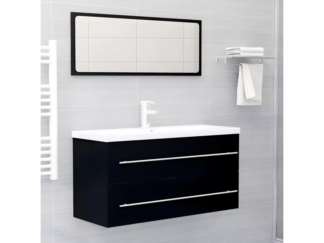 Armoire d'évier Noir 100x38,5x48