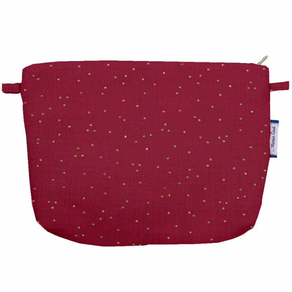 Pochette Tissu Gaze Pois Or Grenat