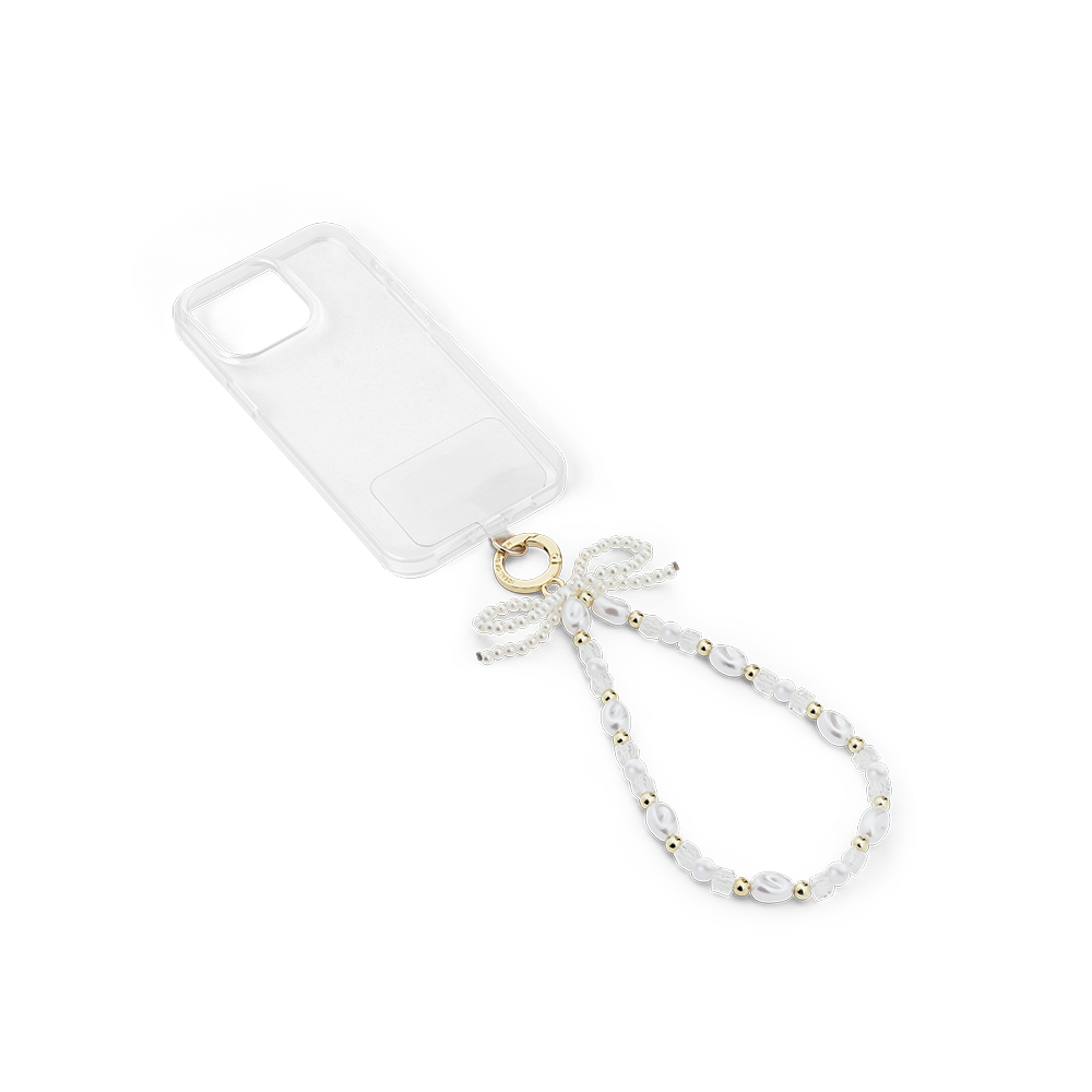 (17.5cm) Universal Handy Kette Phone Charms Schmuck Anhänger Handgelenkschlaufe (IDCW-530) - Pearl Bow