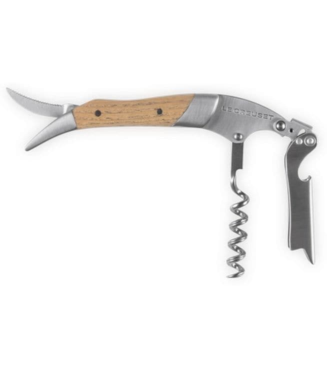 Le Creuset Kellnermesser Premium Eiche Kompakter Kellner-Korkenzieher