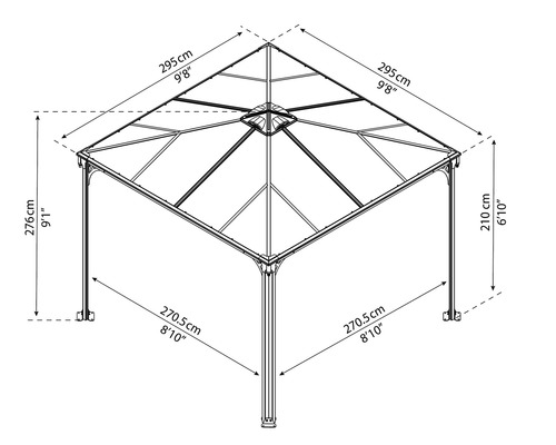 Palram Paviljoen – Canopia Palermo 3000 Deluxe incl. hor 295 x 295 cm antraciet