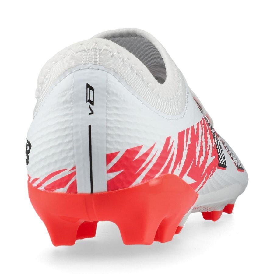 New Balance Furon V8 Team FG Flash Point - Blanc/Rouge/Argenté Enfant