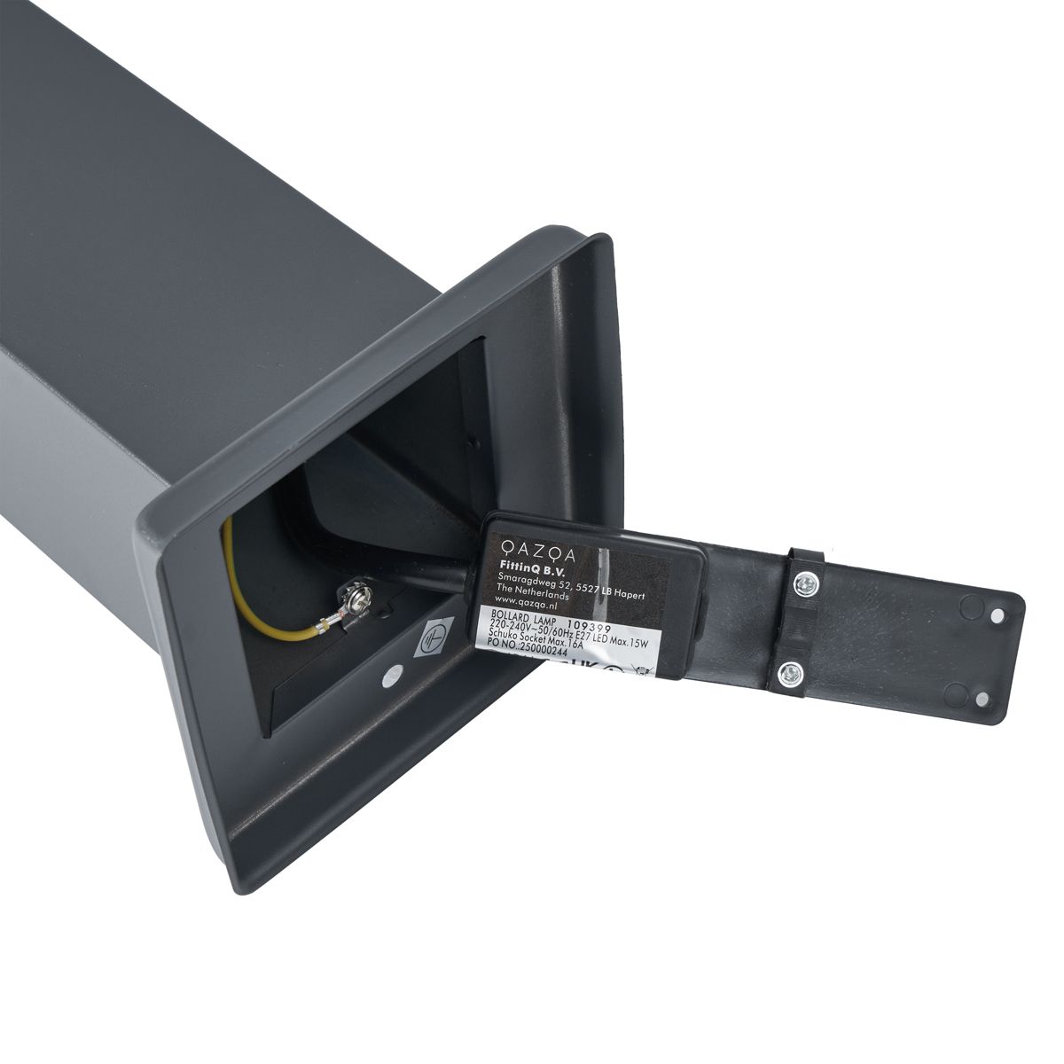 Buitenlamp donkergrijs met smoke glas 80cm IP44 met stopcontact en bewegingssensor - Malios