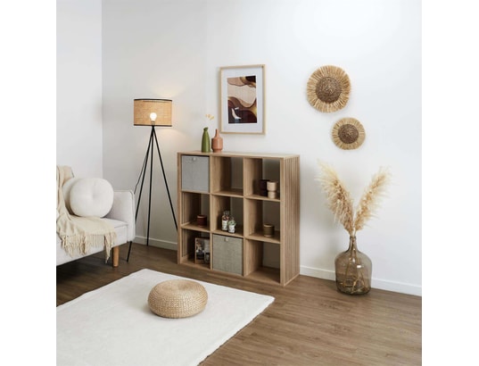 THE HOME DECO FACTORY - Etagère de rangement 9 cases saulk en bois - marron