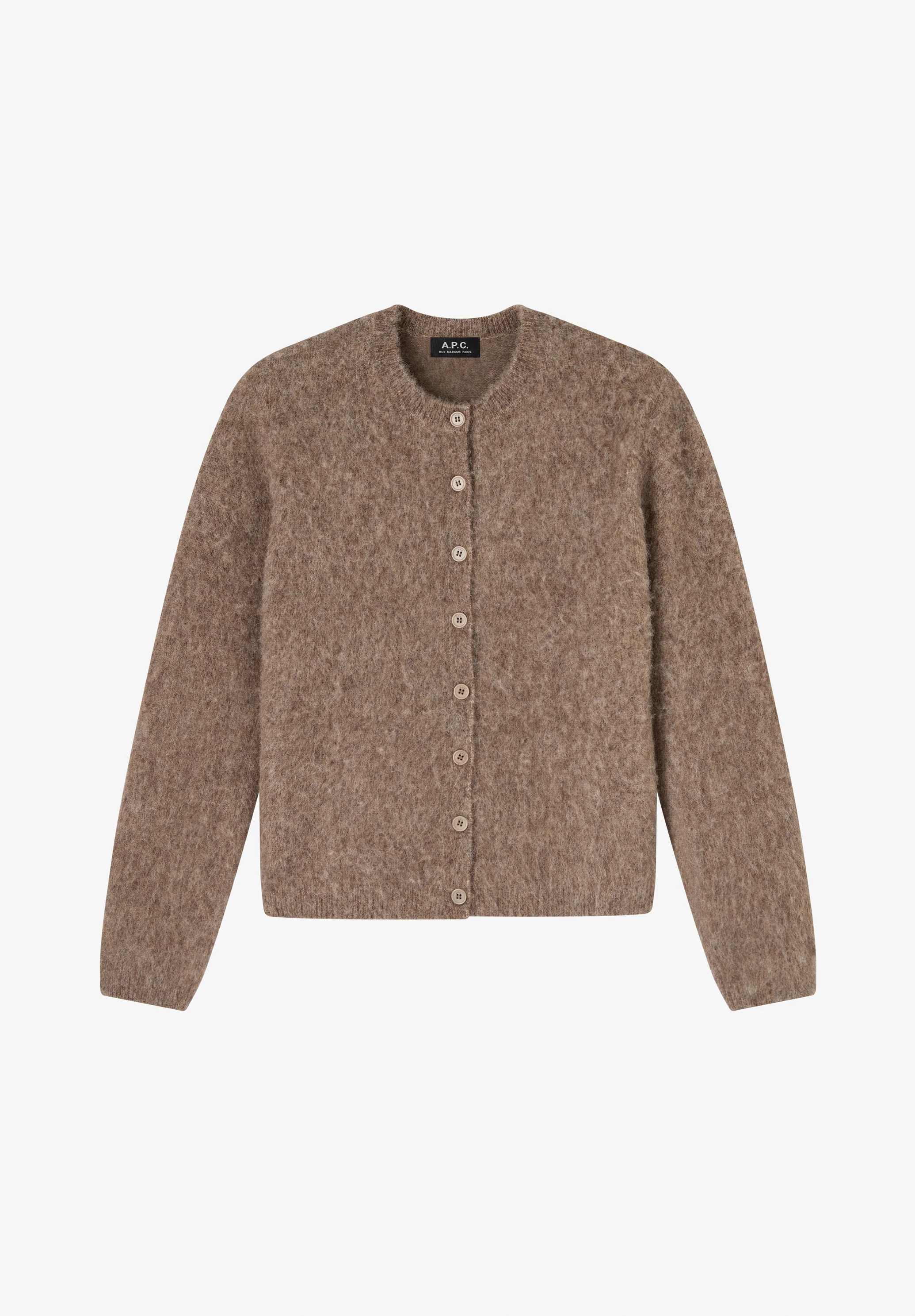 Cardigan taupe en laine alpaga - Taupe