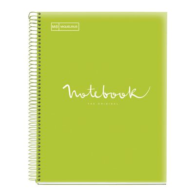 Notebook Emotions, couverture souple, A4 séyès, 80 feuilles de 1 couleur, Miquelrius, Lime.
