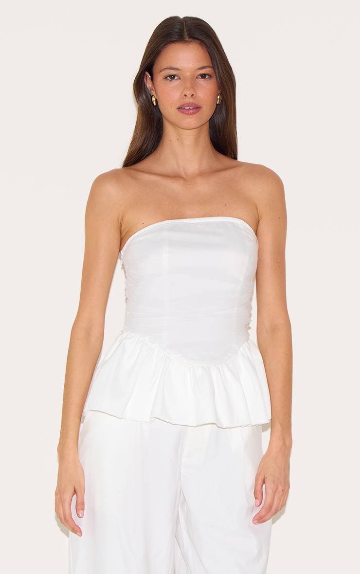 Blanc Corset Péplum Superposition En Maille