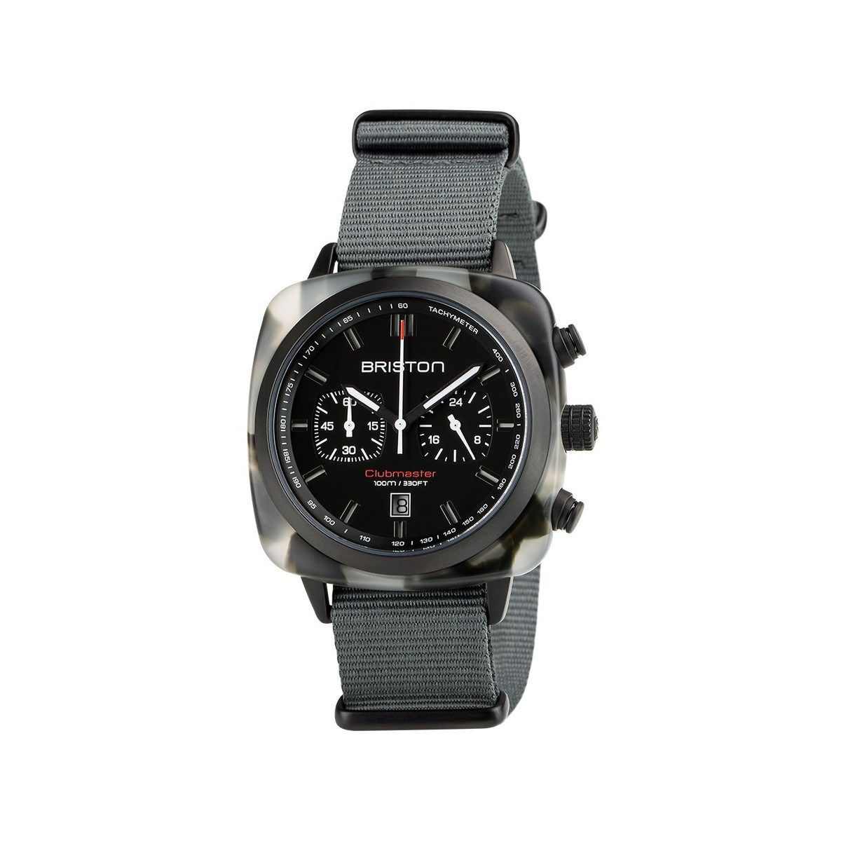 Montre BRISTON clubmaster sport homme bracelet tissu gris