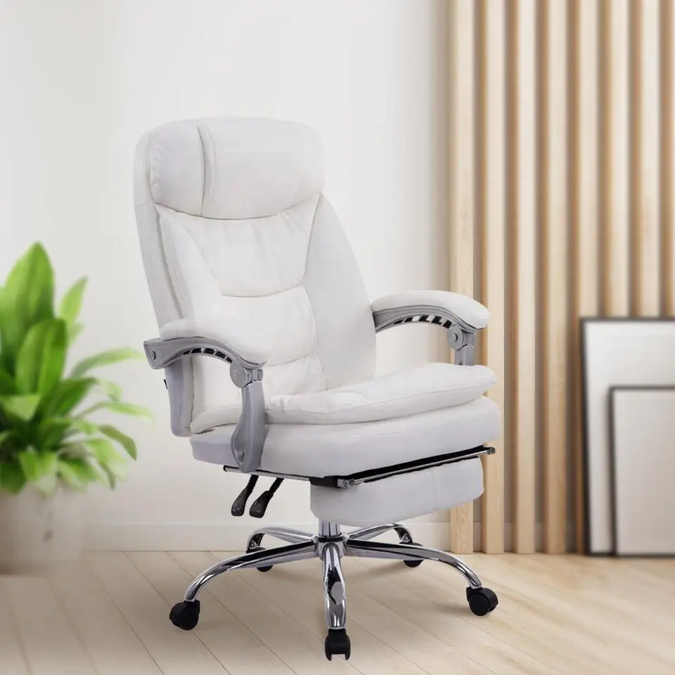 CLP Bureaustoel XL Troy chroom Frame - Kunstleer - wit