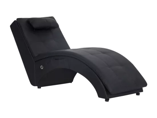 Prolenta Premium - Chaise longue de massage avec oreiller Noir Similicuir