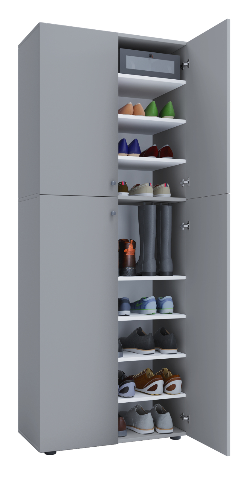 Schuhschrank LONA XXL - grau - 4 Türen