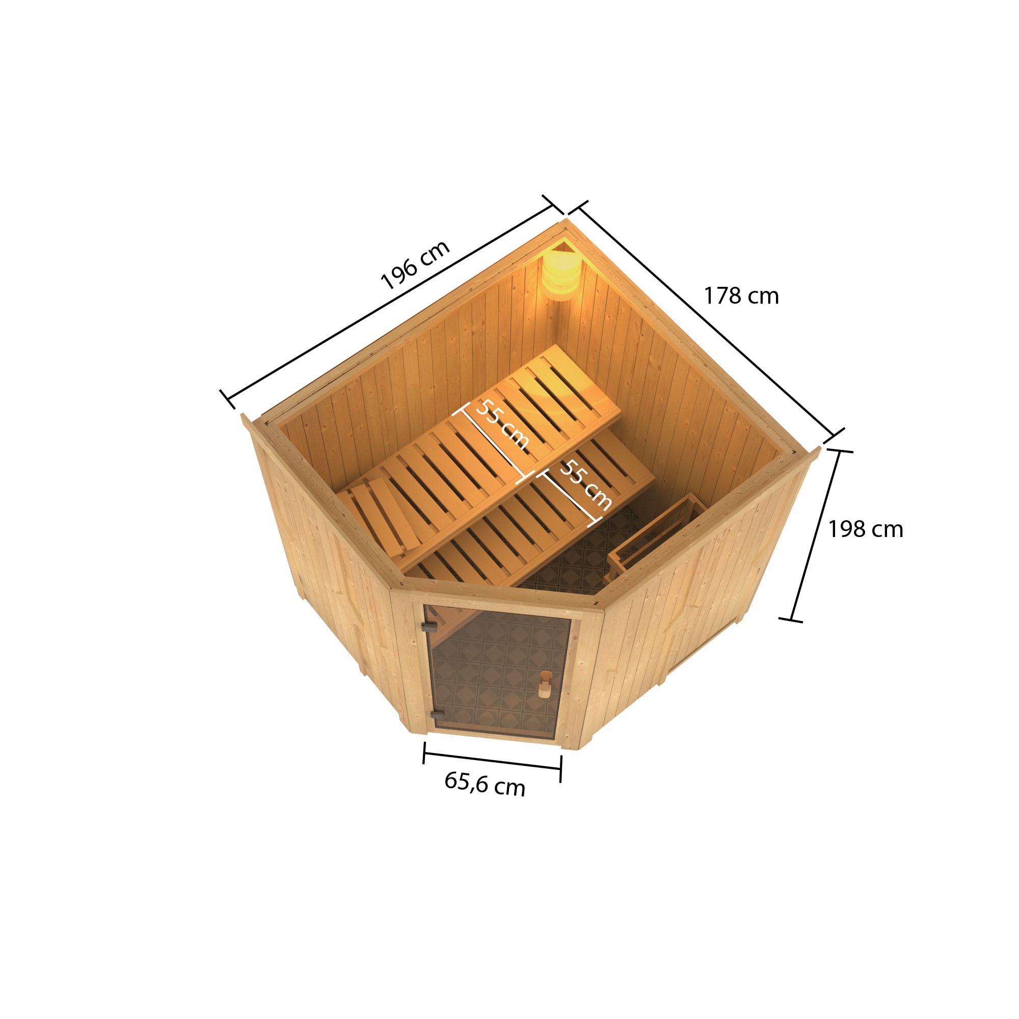Karibu Innensauna Ella mit 9kW Bio Ofen und Steuergerät Easy