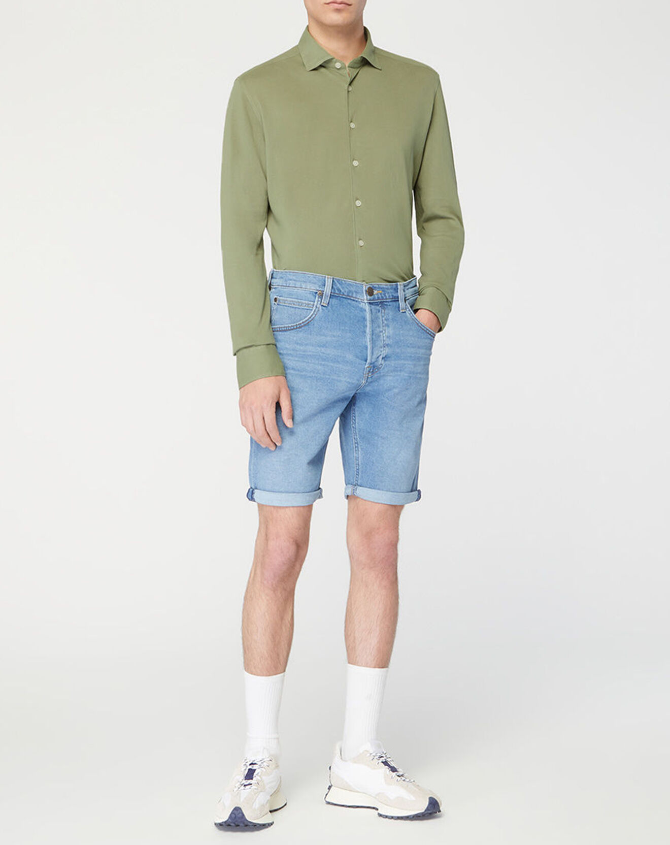 Hackett London Chemise Slim Fit Unie Piquée kaki