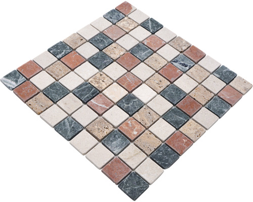Marmeren natuursteen mozaïek, willekeurig patroon, 30,5x30,5 cm, beige/bruin