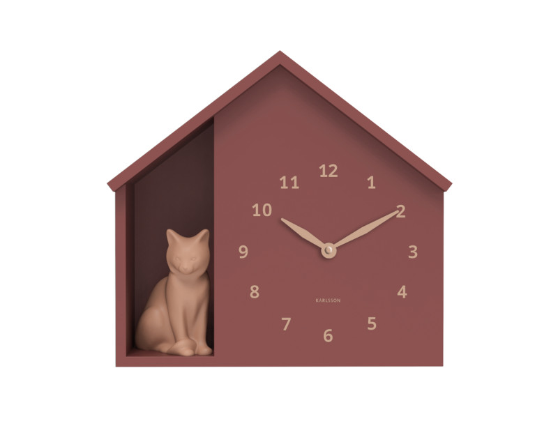 Wall Clock Siting Cat KA6099WH White