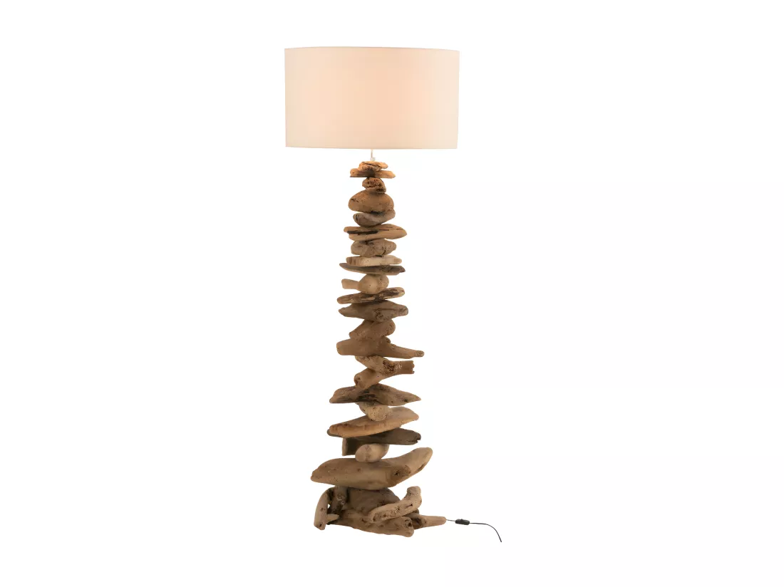 Lampe + Abat-Jour Bois Flotte Naturel/Beige Large - L 49 x l 41 x H 170 cm