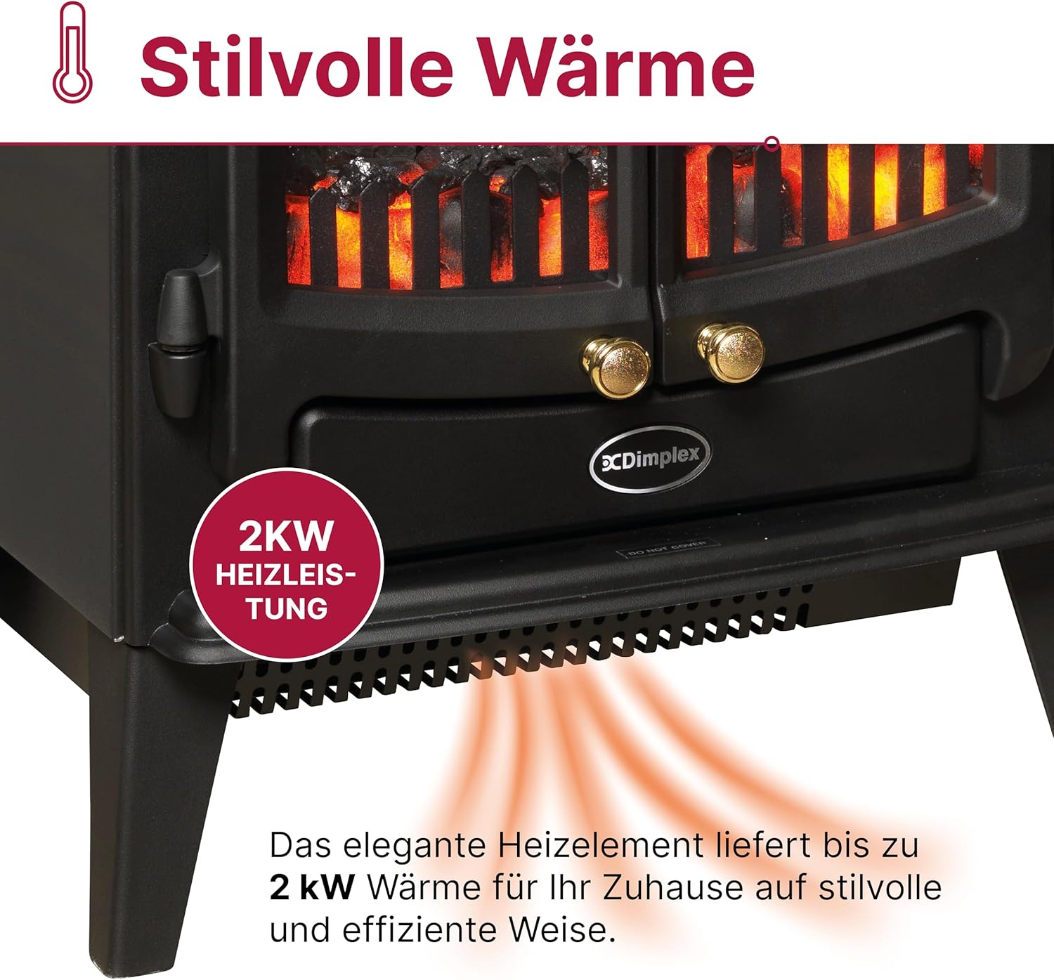Dimplex Elektrokamin Optiflame Tango - Freistehender Elektrischer Kamin mit Kohlebett - LED-Flammeneffekt - Einstellbarer Heizung - Thermostat und Fernbedienung