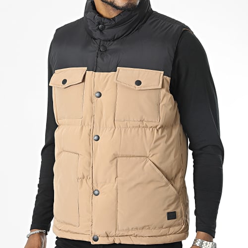 Doudoune Sans Manches Beige Noir