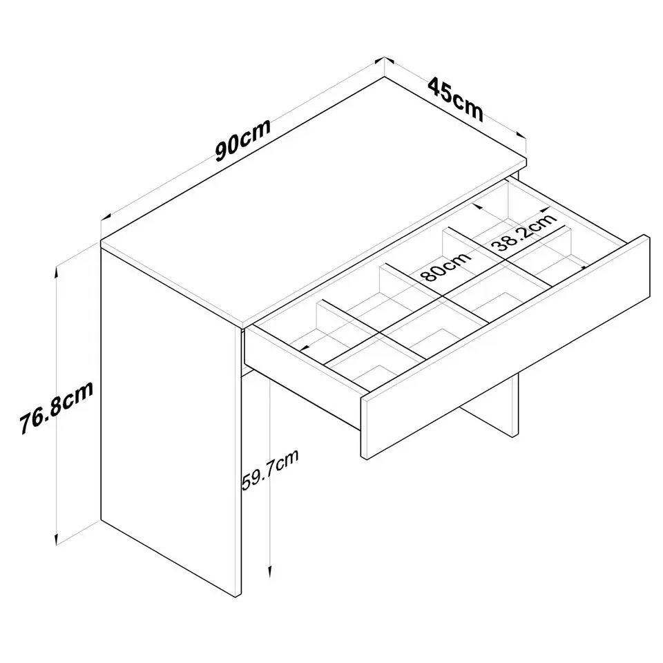 Kaptafel Wit Hout - 90x45x76,8cm - Bengisu