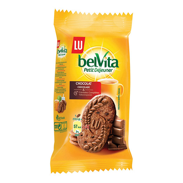 Biscuits Lu Belvita chocolat, lot de 30 paquets de 4