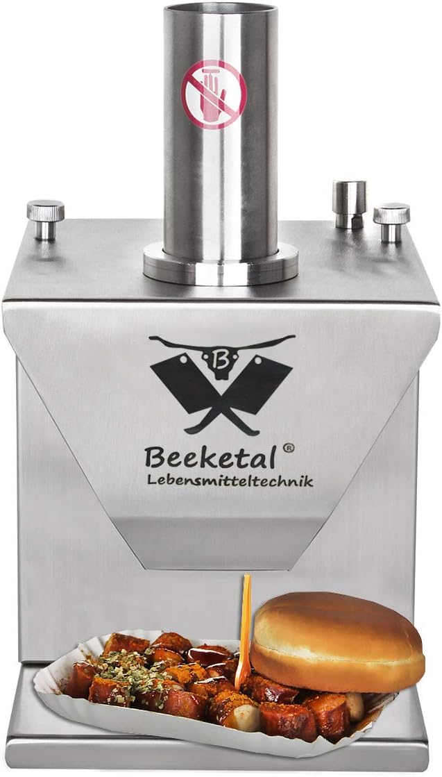 Beeketal 'CSB-3E' Profi Gastro Currywurst Schneider elektrisch mit Schnittstärkeneinstellung von 5-30 mm, Wurstschneider Gehäuse und Messer aus Edelstahl, 135 Watt Motor (wartungsfrei)