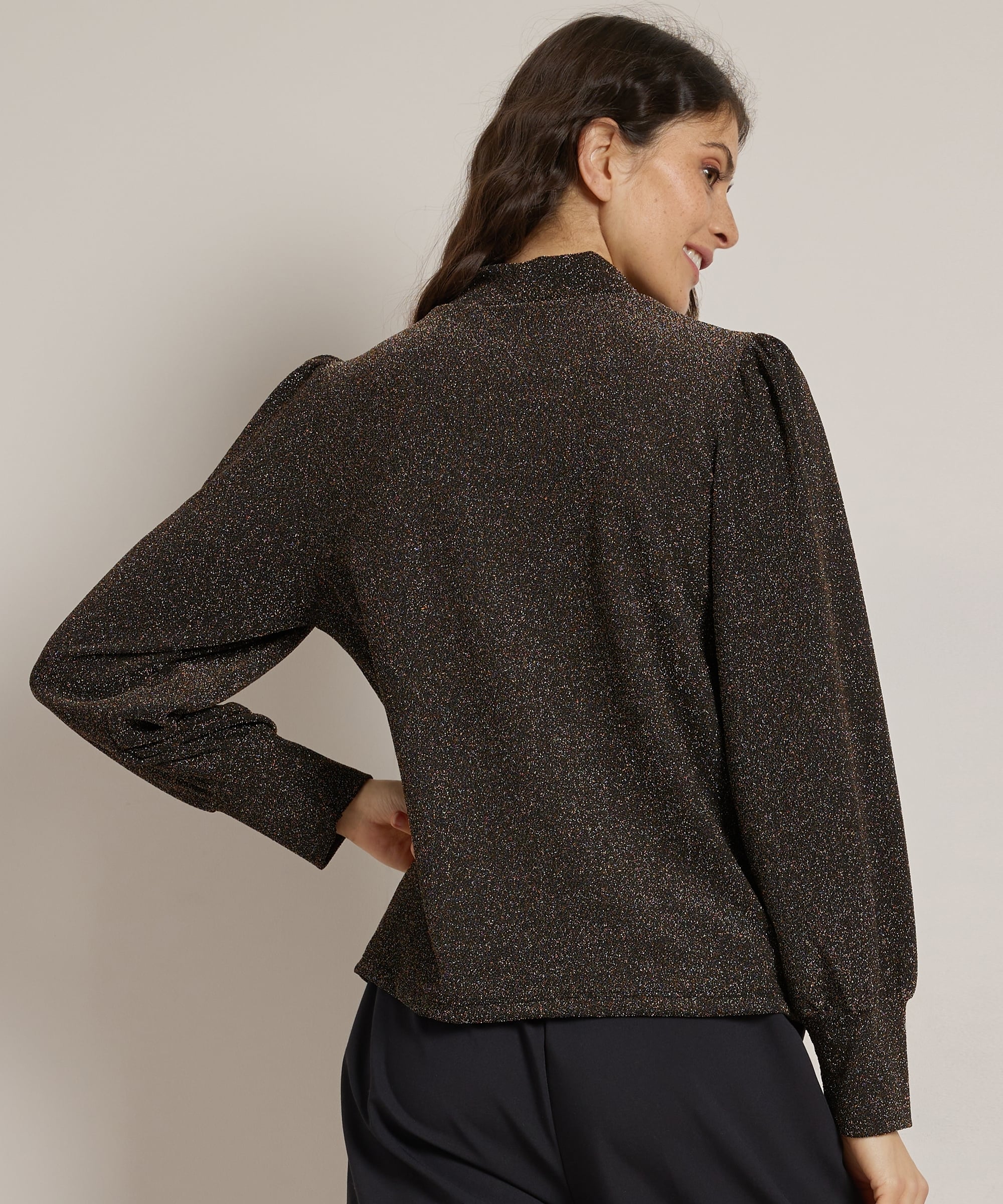 glitter top met pofmouw