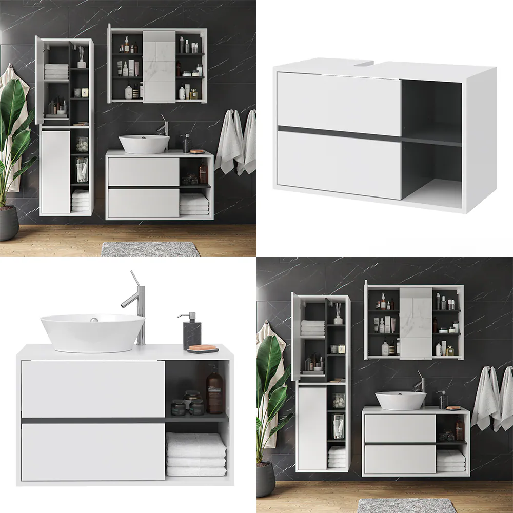 Vicco Wachtischunterschrank Viola Weiß Badschrank Waschbeckenunterschrank hängend