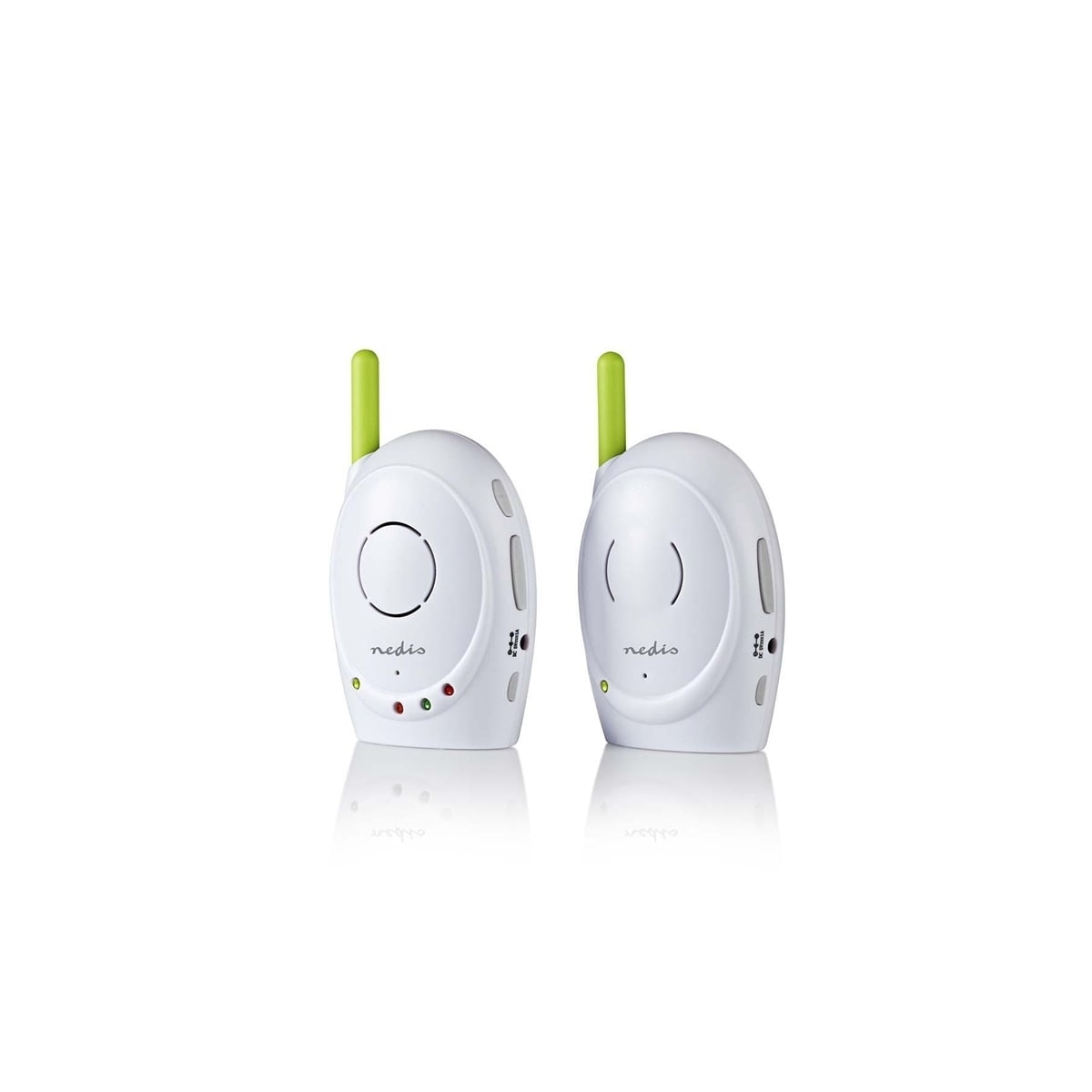 Nedis Audio Baby Monitor | FHSS (Frequency-Hopping Spread Spectrum) | Med snakk-tilbake-funksjon | Område: 300 m | Batteri drevet / Nettstrøm drevet | Grøn / Hvit