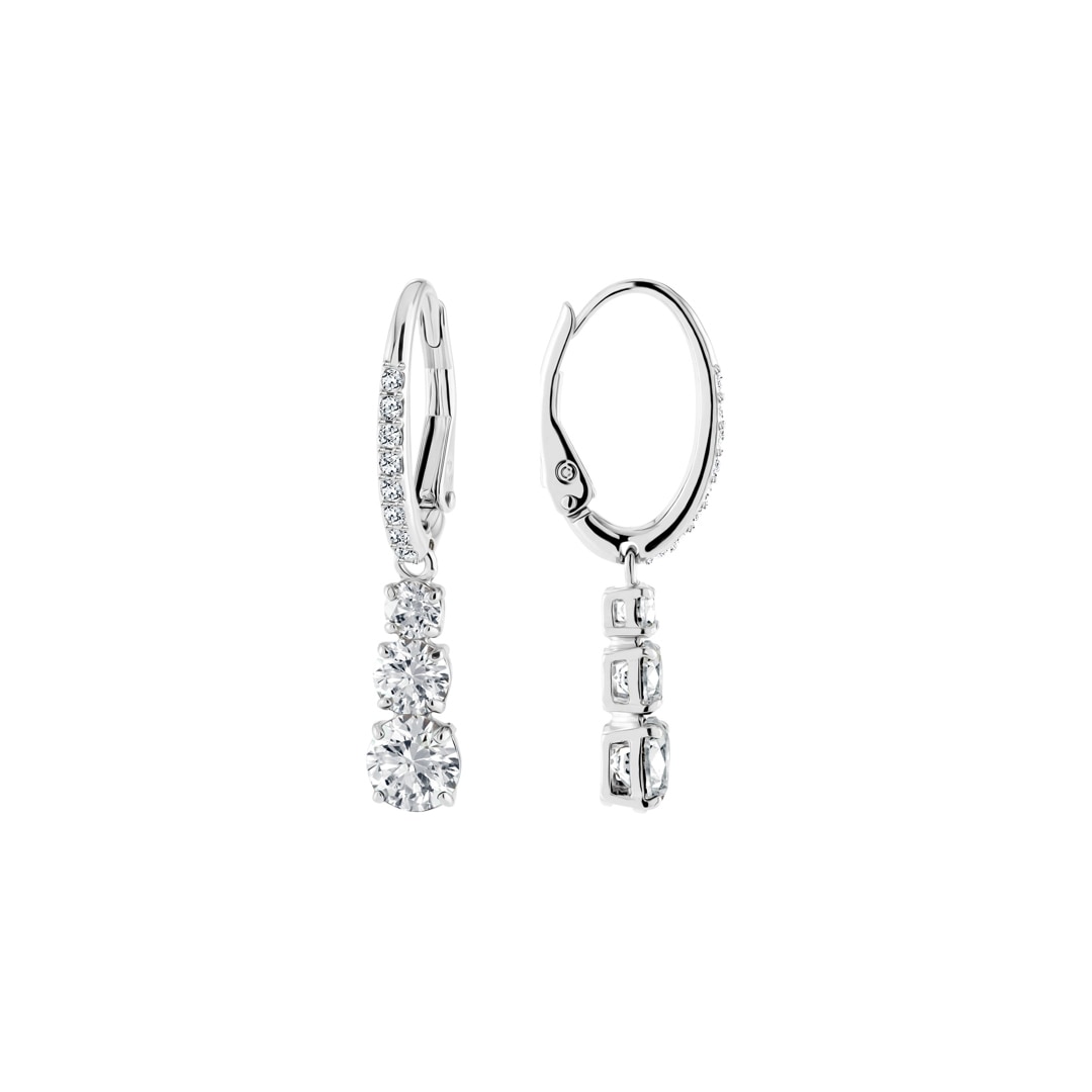 Swarovski Attract Trilogy Ohrringe, weiss, rhodiniert