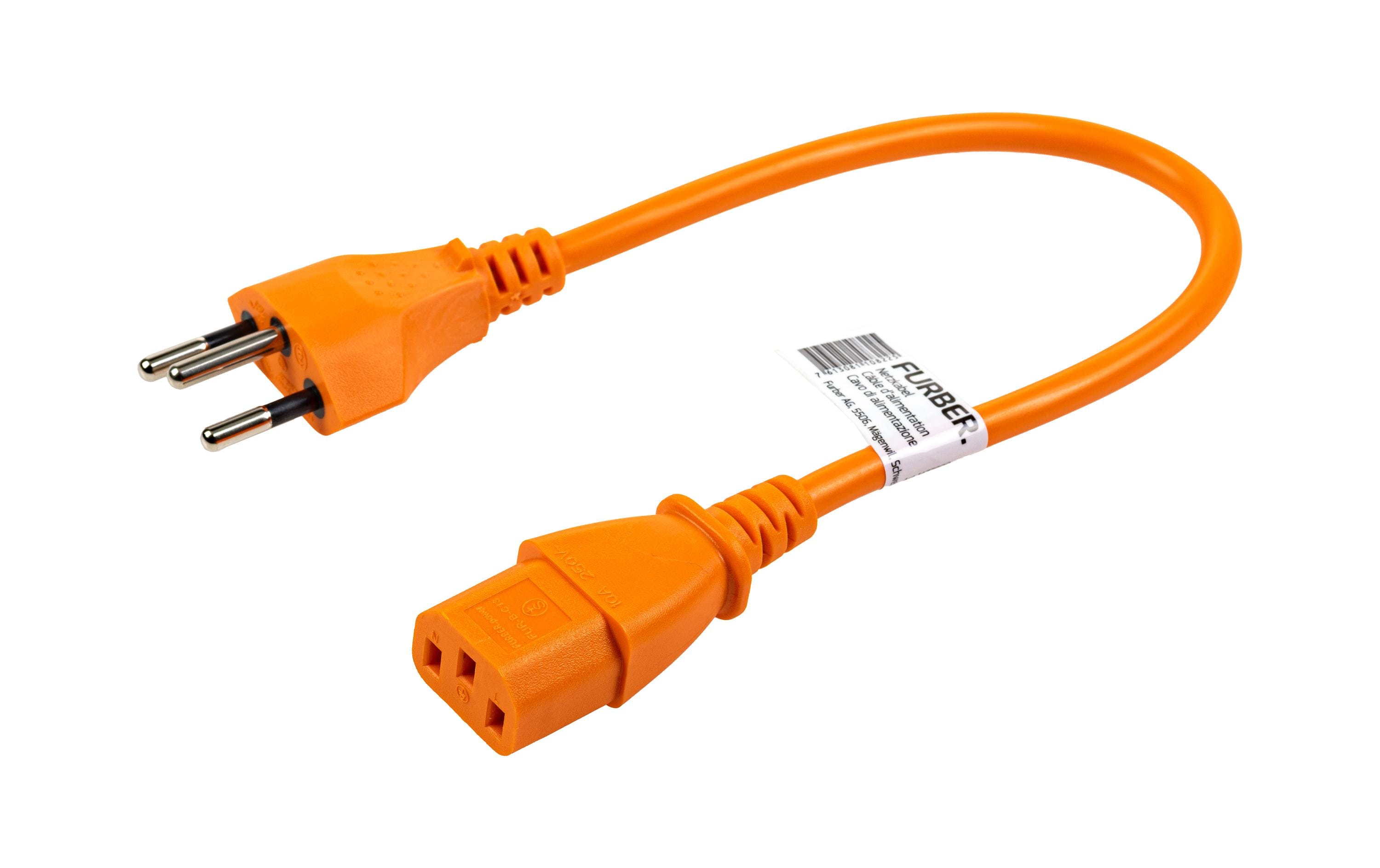 Netzkabel C13-T12 0.2 m OrangeKaltgerätekabel H05 VV-F 3G0.75