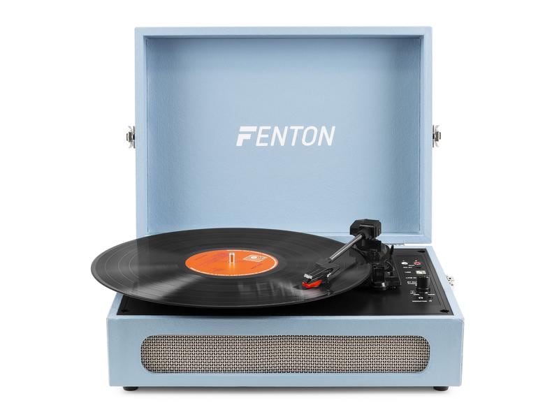 Fenton Plattenspieler mit Bluetooth RP118E Blau Hochwertiger Plattenspieler im Kofferdesign
