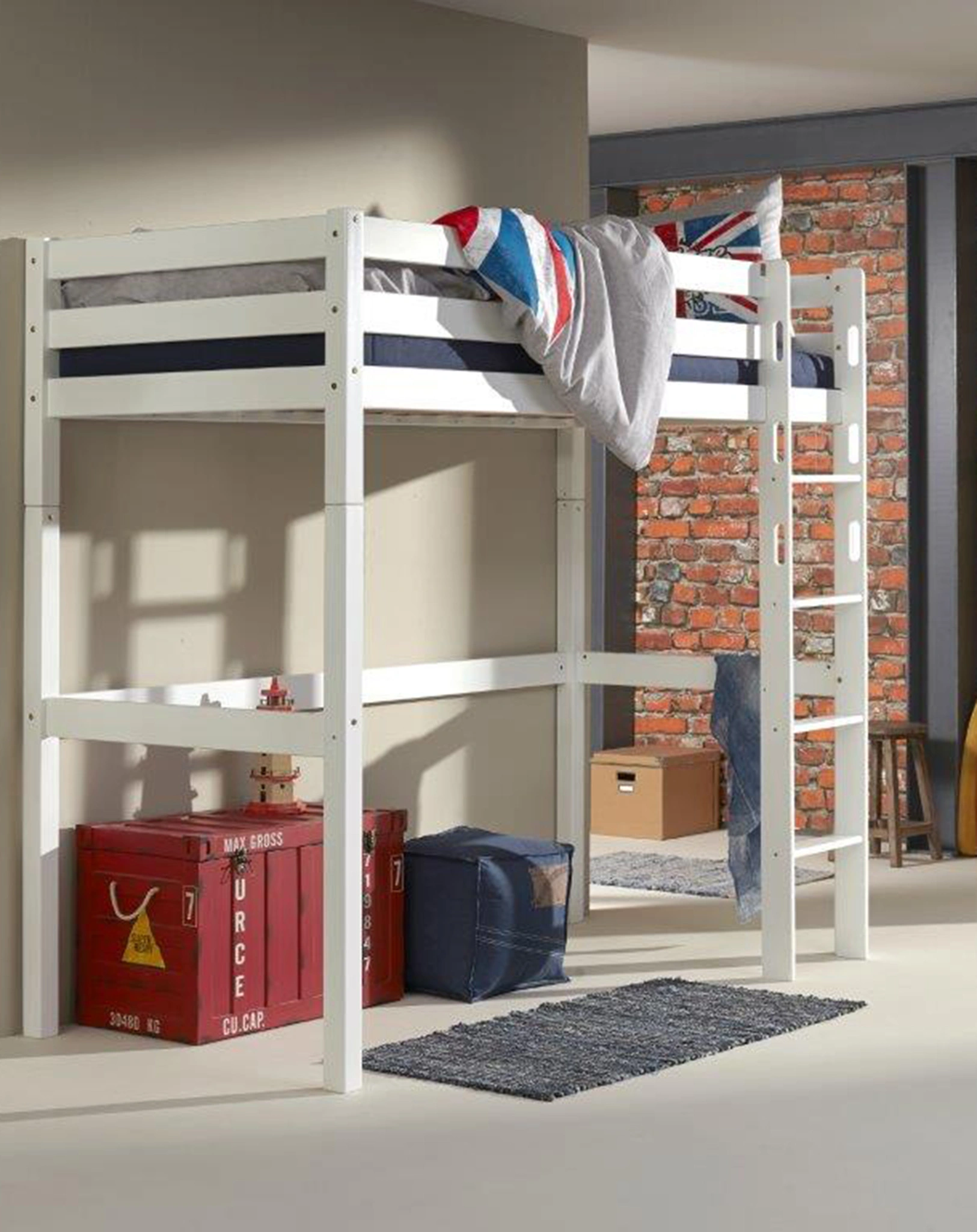 Hochbett PINOCCHIO 90 x 200 cm (Farbe: weiß)