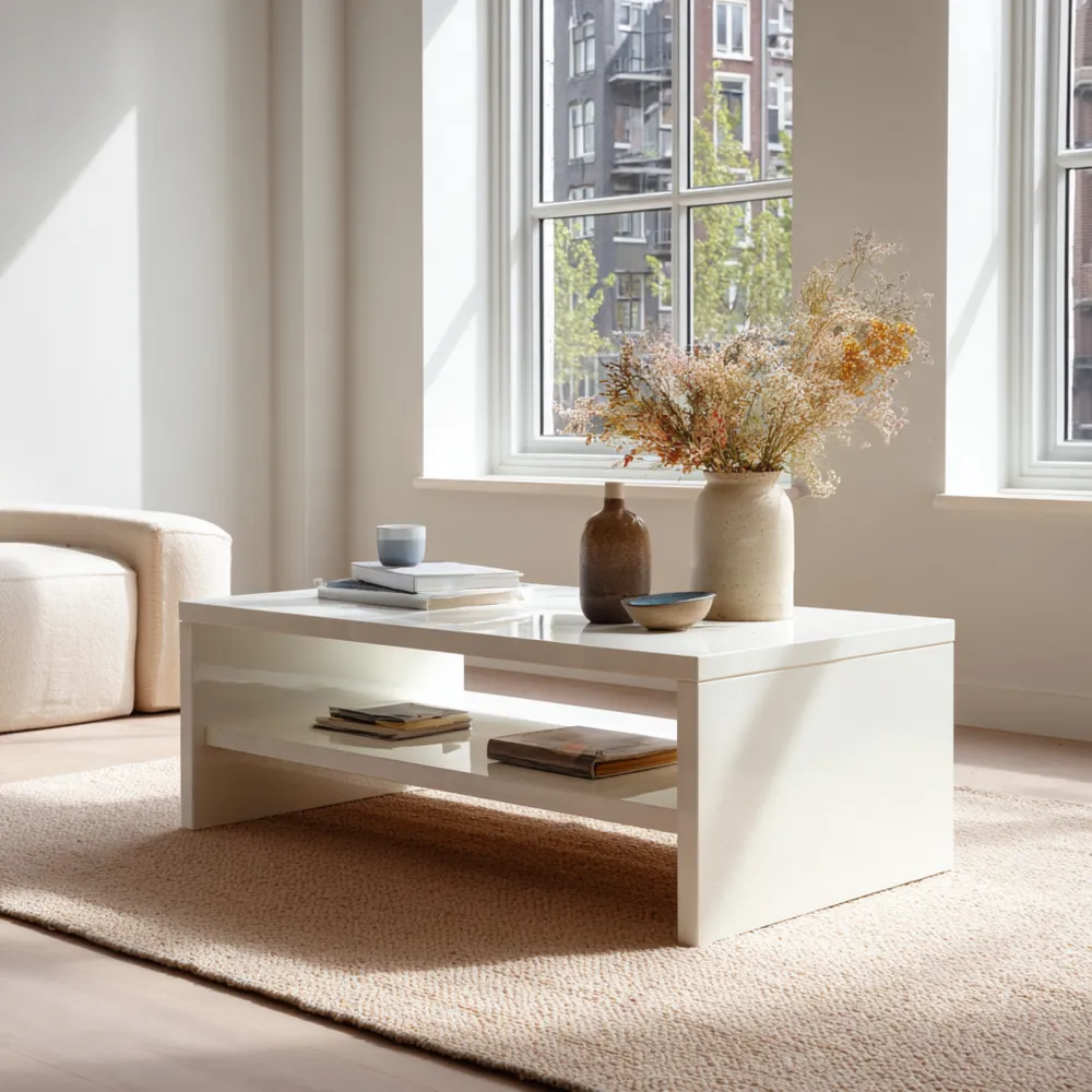 Couchtisch aus Holz 120x60x45 cm - Weiß - Minimalistisches Design