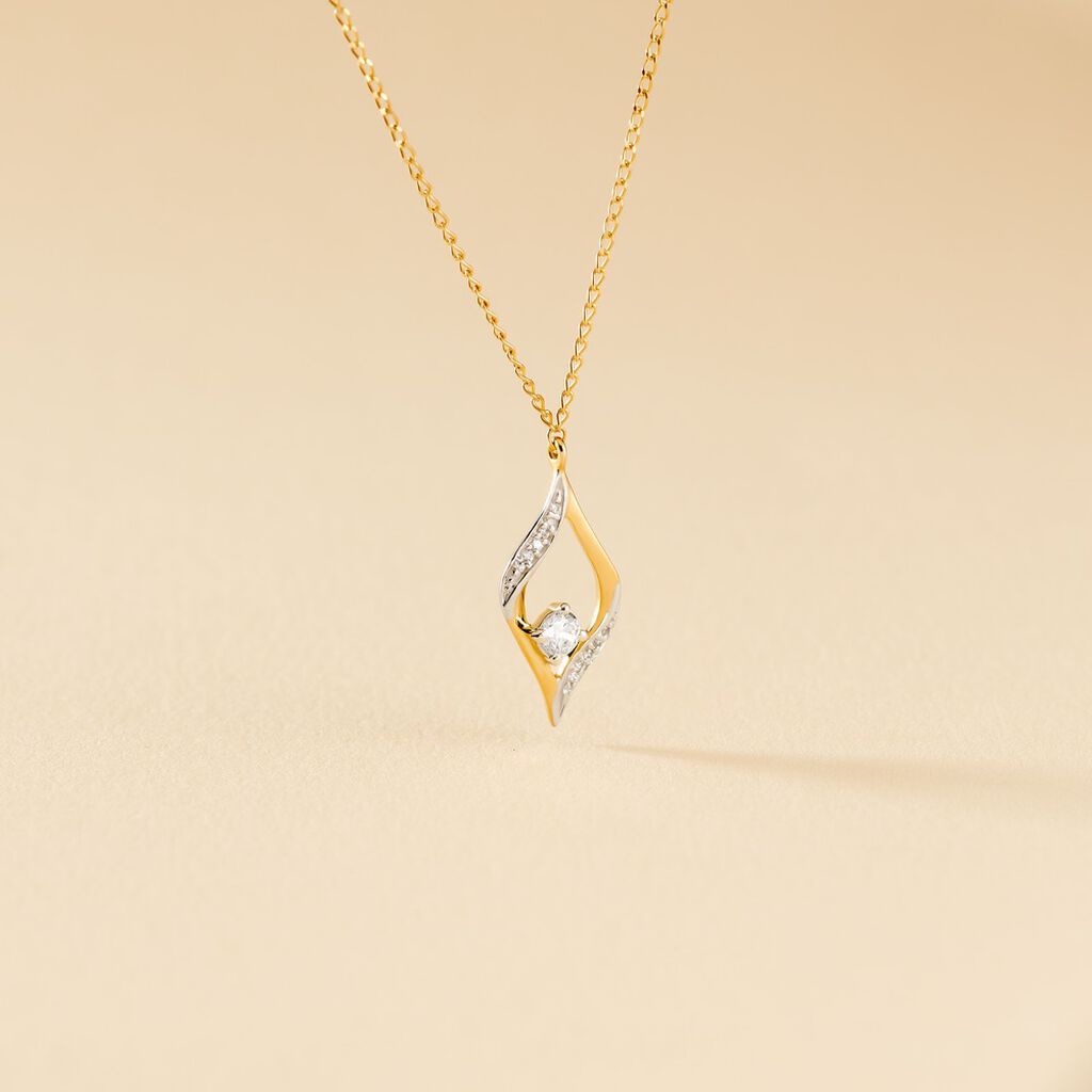 Collier Eye Or Jaune Oxyde De Zirconium