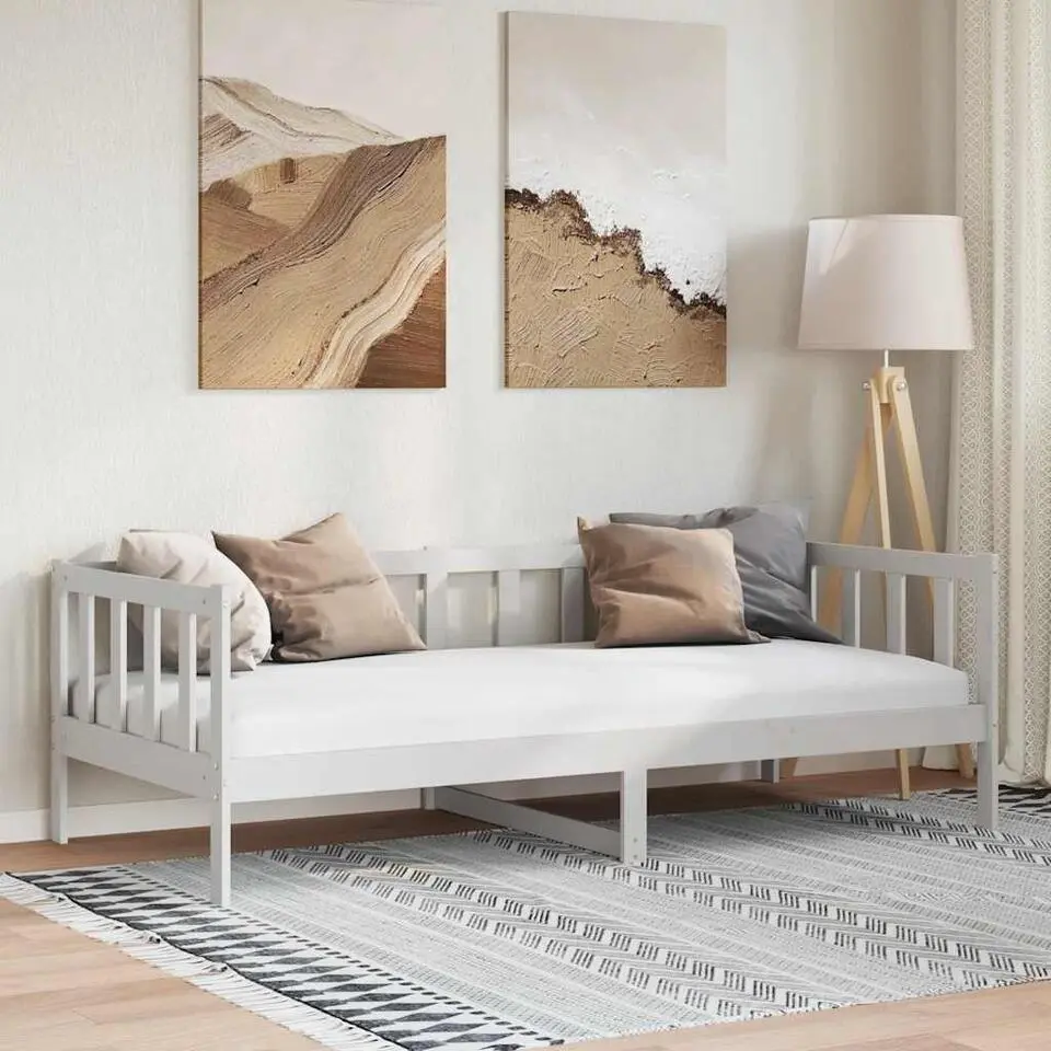vidaXL - Bedbank - Wit - Massief grenenhout - 90x200 cm