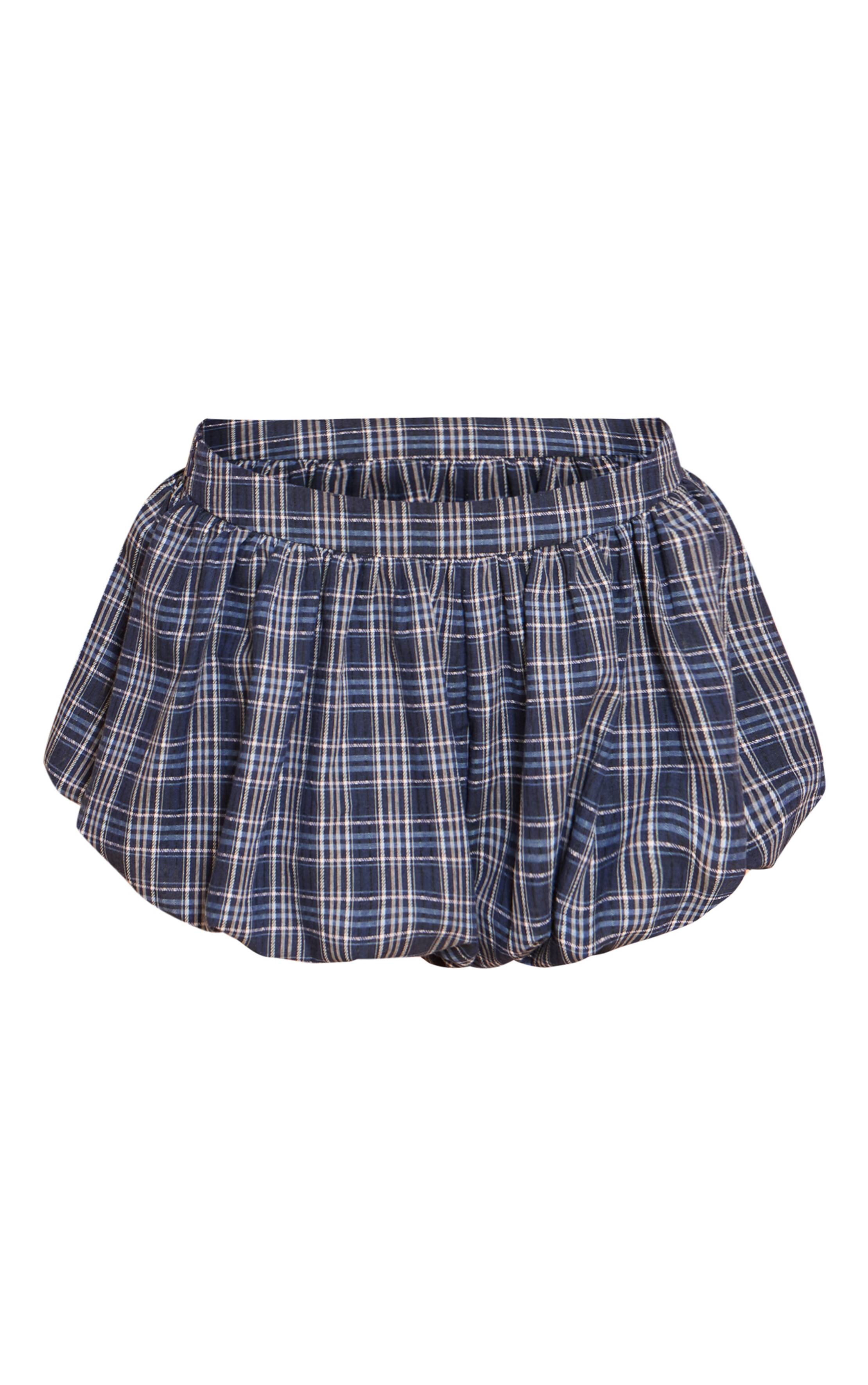 Bleu Short Mini Bouffant À Carreaux Petite