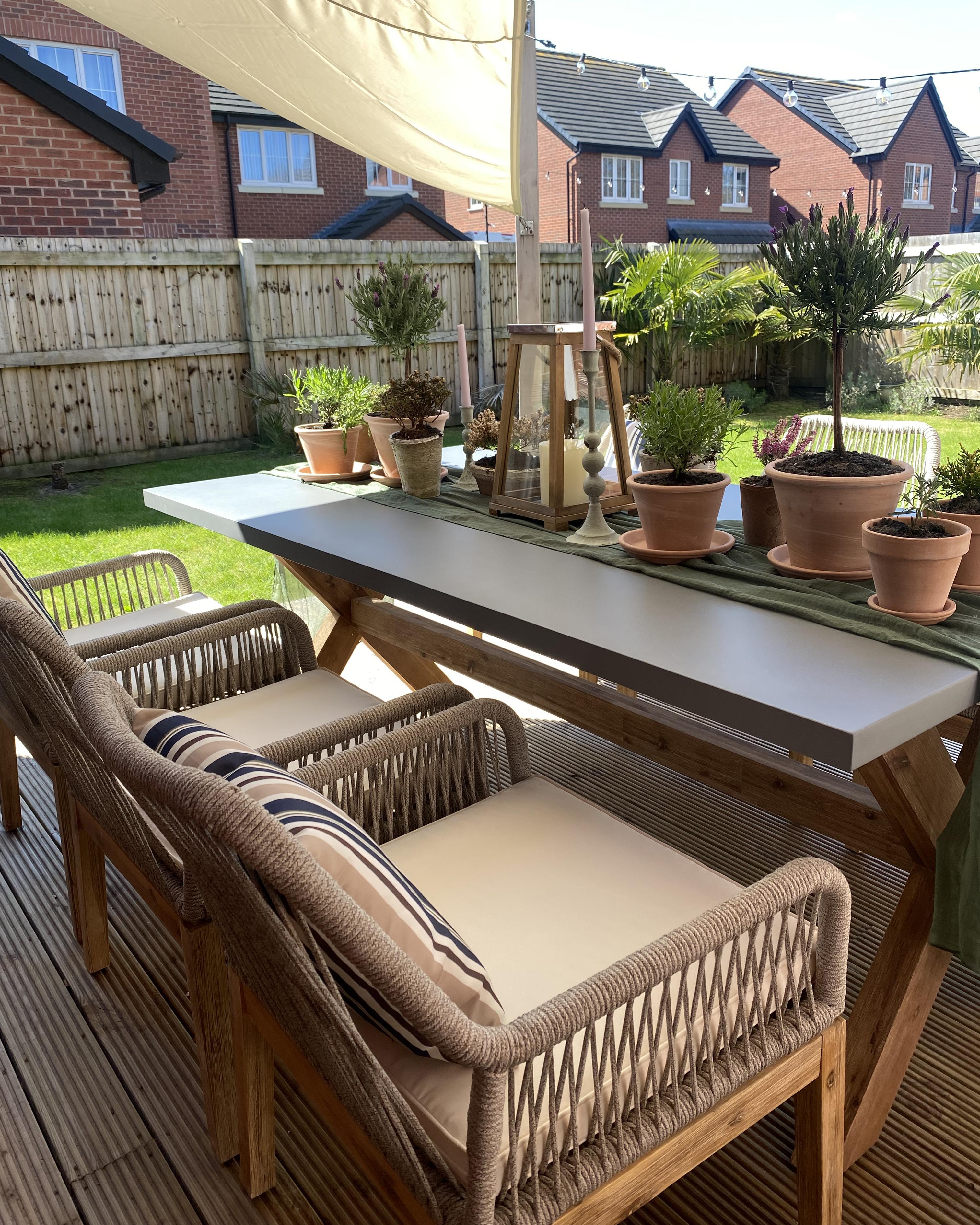 Tuinset 6-zits OLBIA met kussens Beton Beige