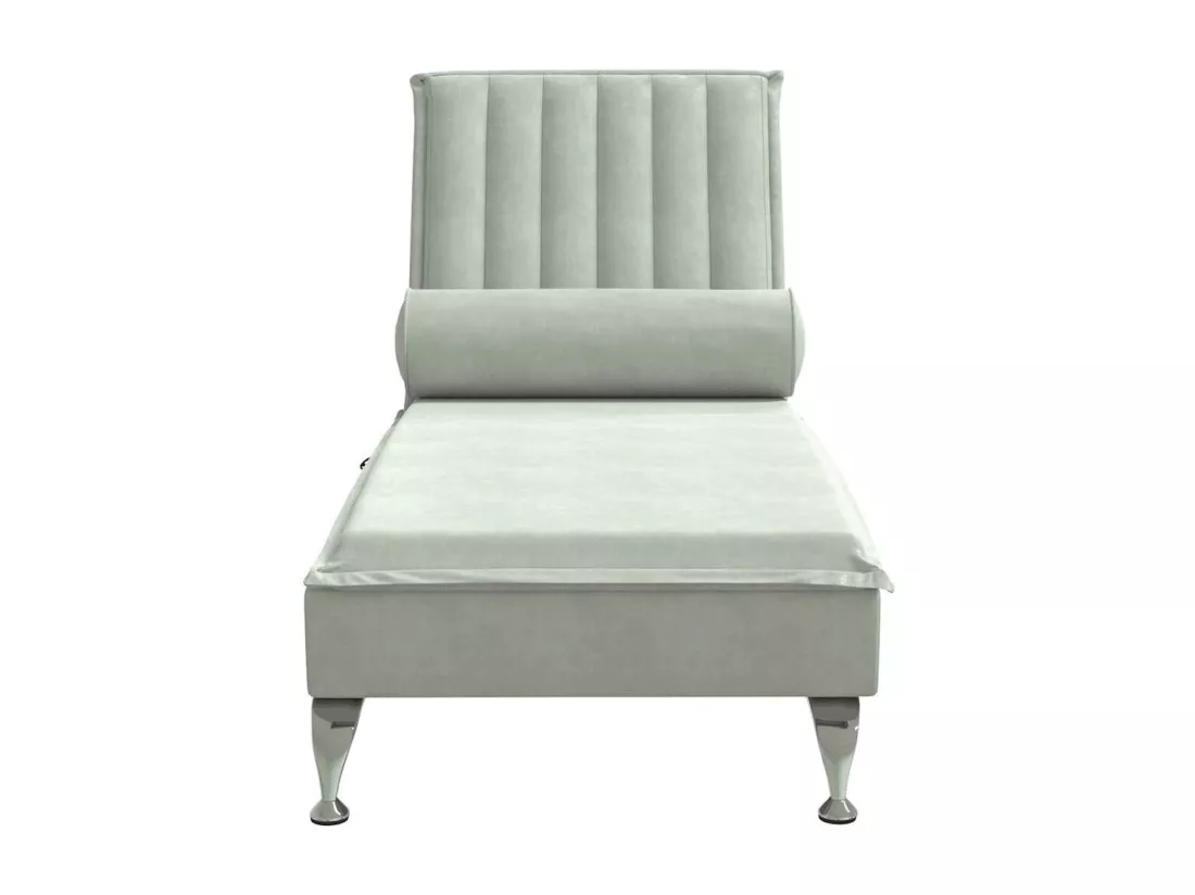 Chaise longue de massage avec traversin gris clair velours
