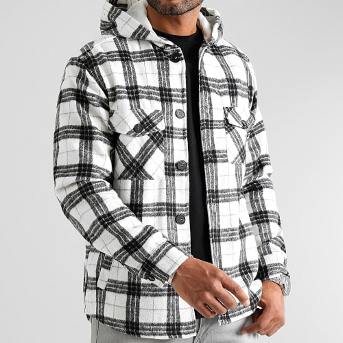 Surchemise A Carreaux Avec Capuche 0388 Noir Blanc
