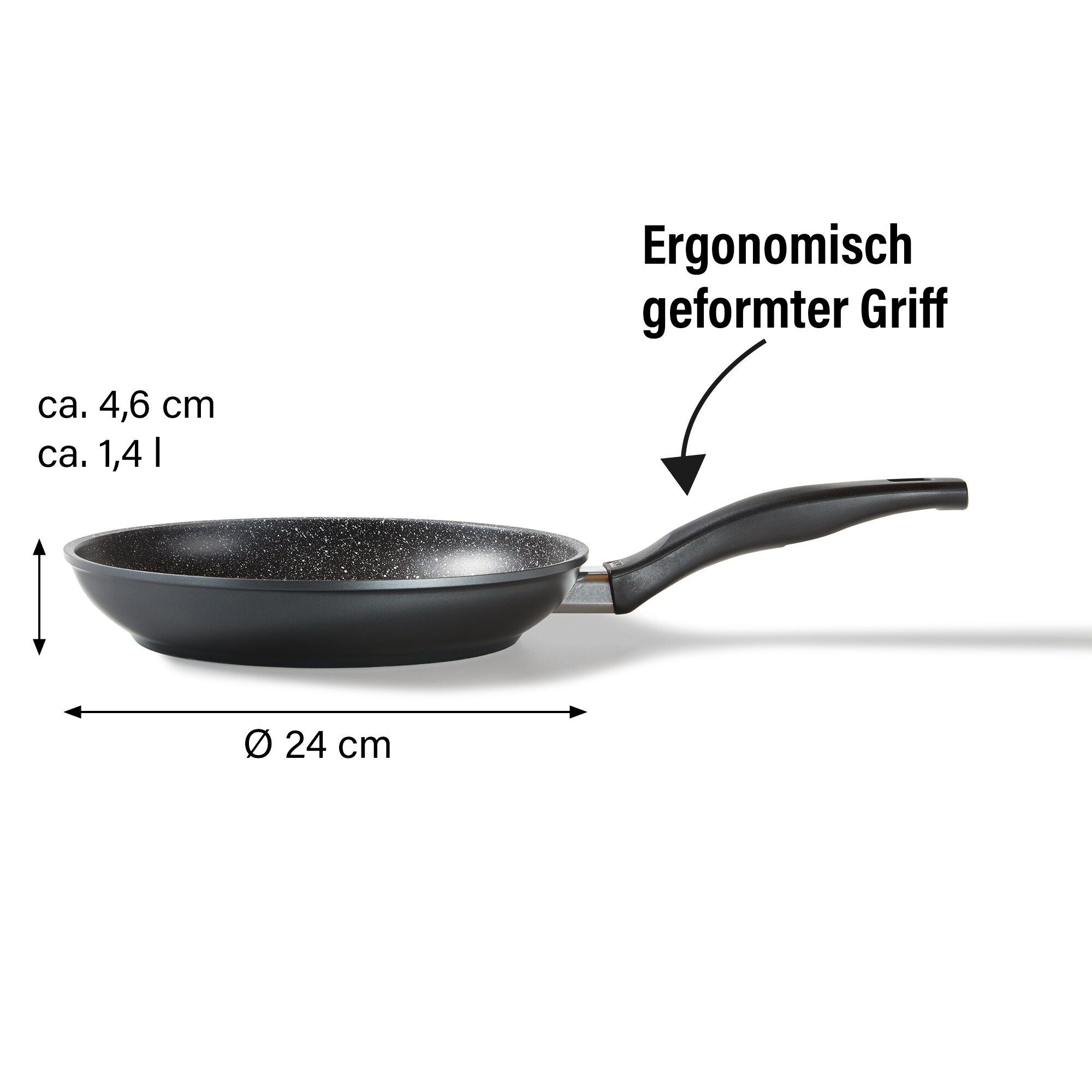 STONELINE® Bratpfanne 24 cm, Made in Germany, Induktion, antihaftbeschichtete Pfanne