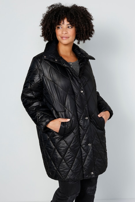 Steppjacke, oversized, Rhombenstepp, 2-Wege-Zipper, Langarm