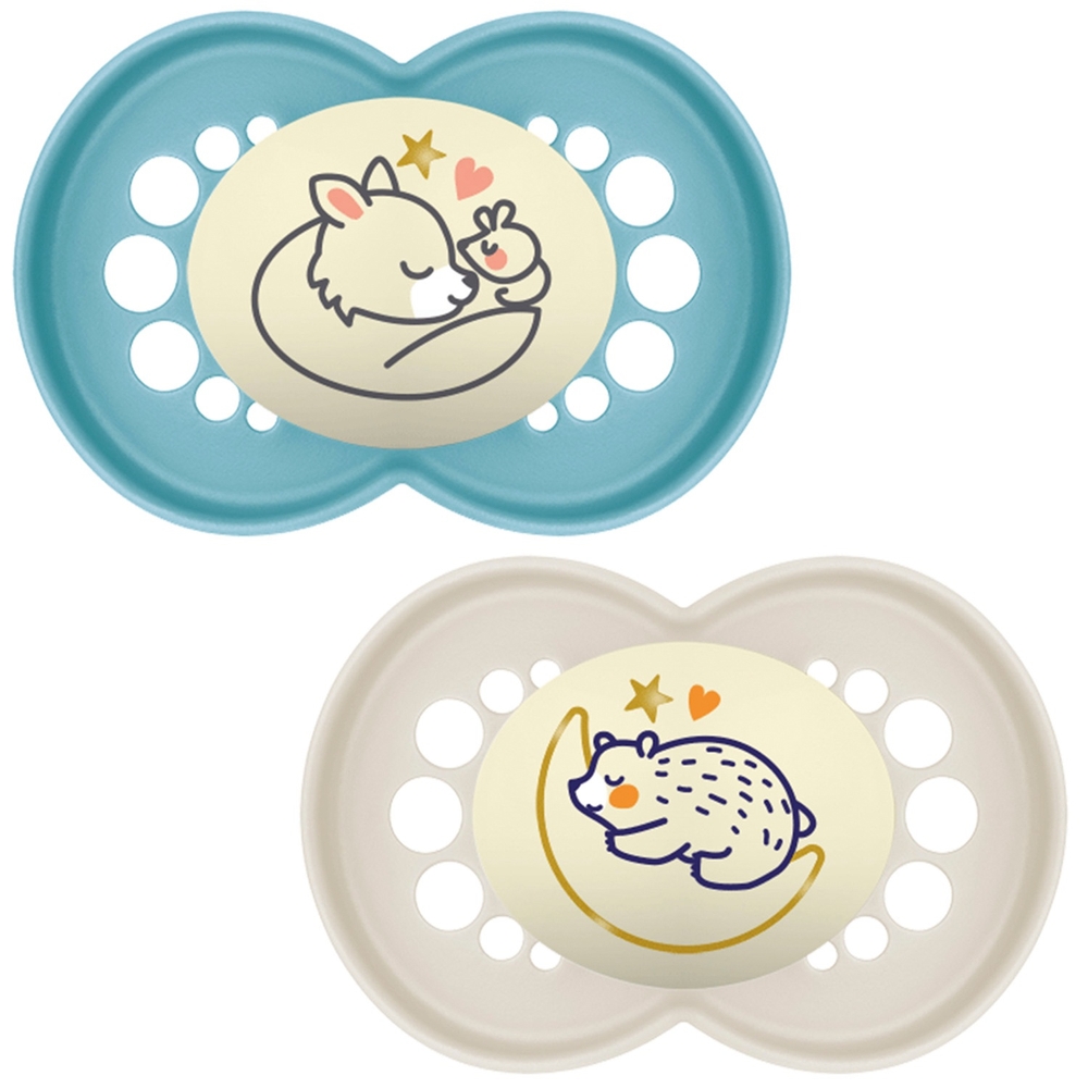 MAM Pure Night Soother 16 Monate+ 2er-Pack Blau