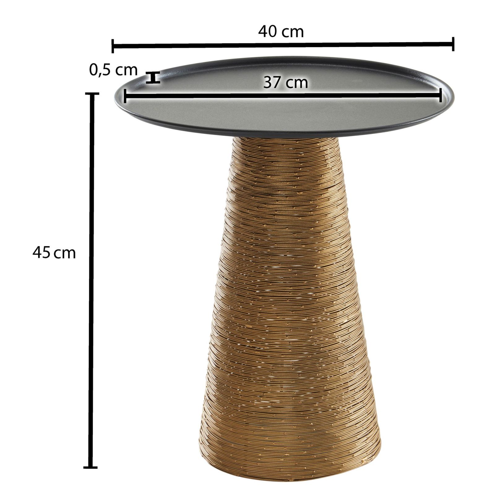 Beistelltisch - gold-schwarz - 40 cm